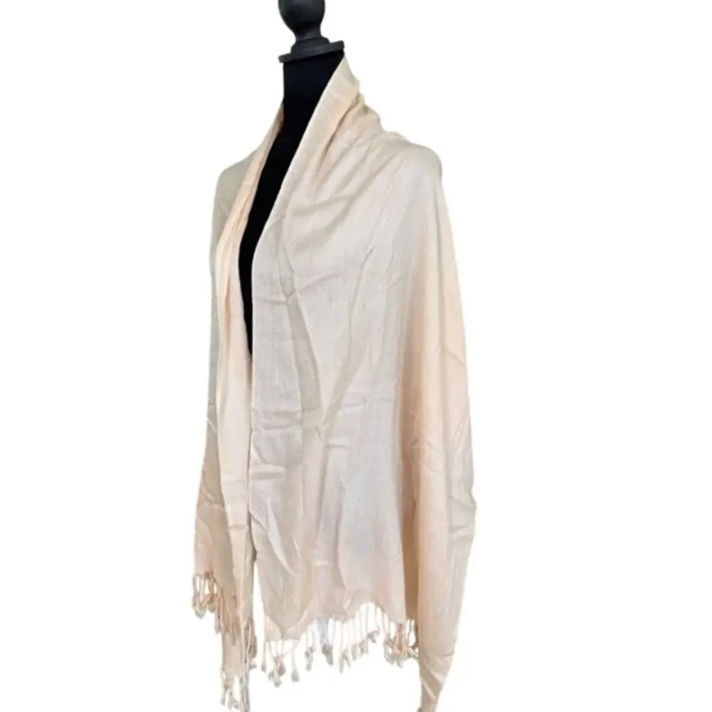 Pashmina Scarf Shawl Peach Blush Lightweight Wrap Tassel Fringe Soft New